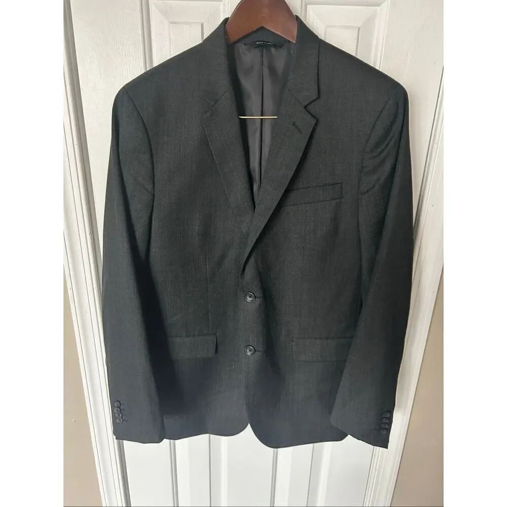Banana Republic grey blazer work jacket size 42R wool slim fit tailored